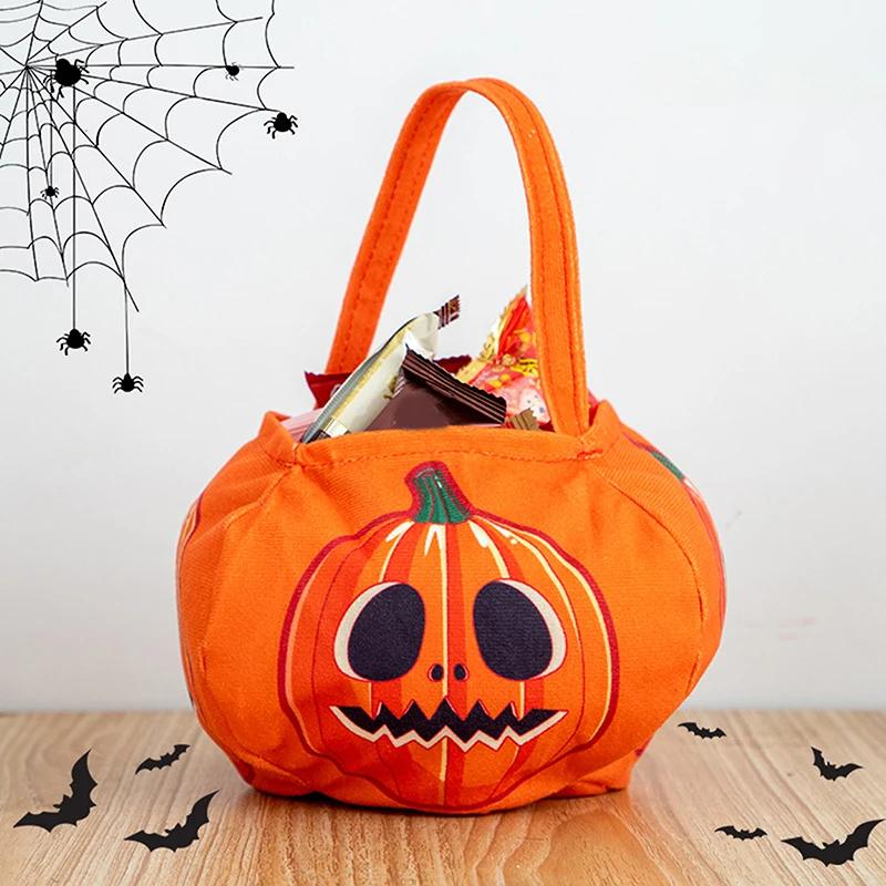 Halloween Pumpkin Candy Bag Stylish Non-Woven Portable Basket for Trick-or-Treating, Kids' Gift Packaging & Party Supplies