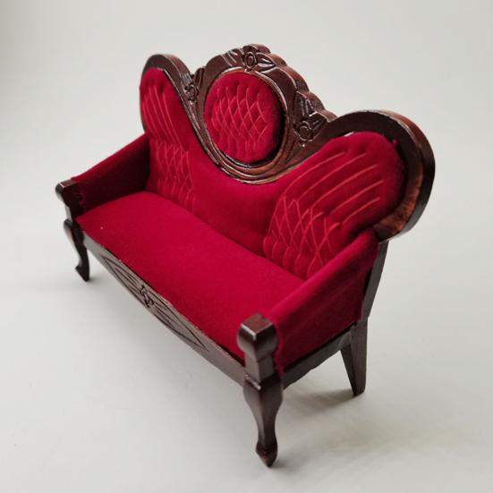 Mini Sofa Nostalgic No Burr Eco-friendly 0.05 Dollhouse Miniature Sofa for Girl