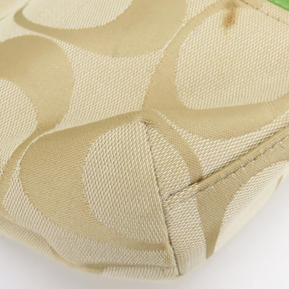 Used COACH Shoulder Bag 28206E canvas/leather beige green one belt
