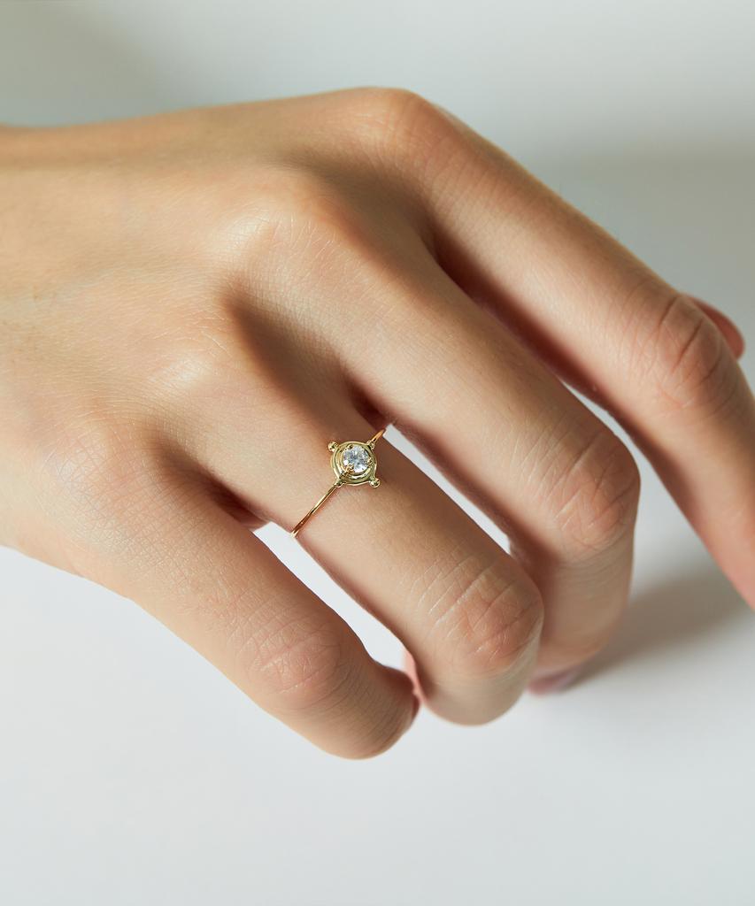 Helene Jewelry Кольцо 14K Белиал с кубическим цирконием Кольцо с золотой нитью (Тип Б)