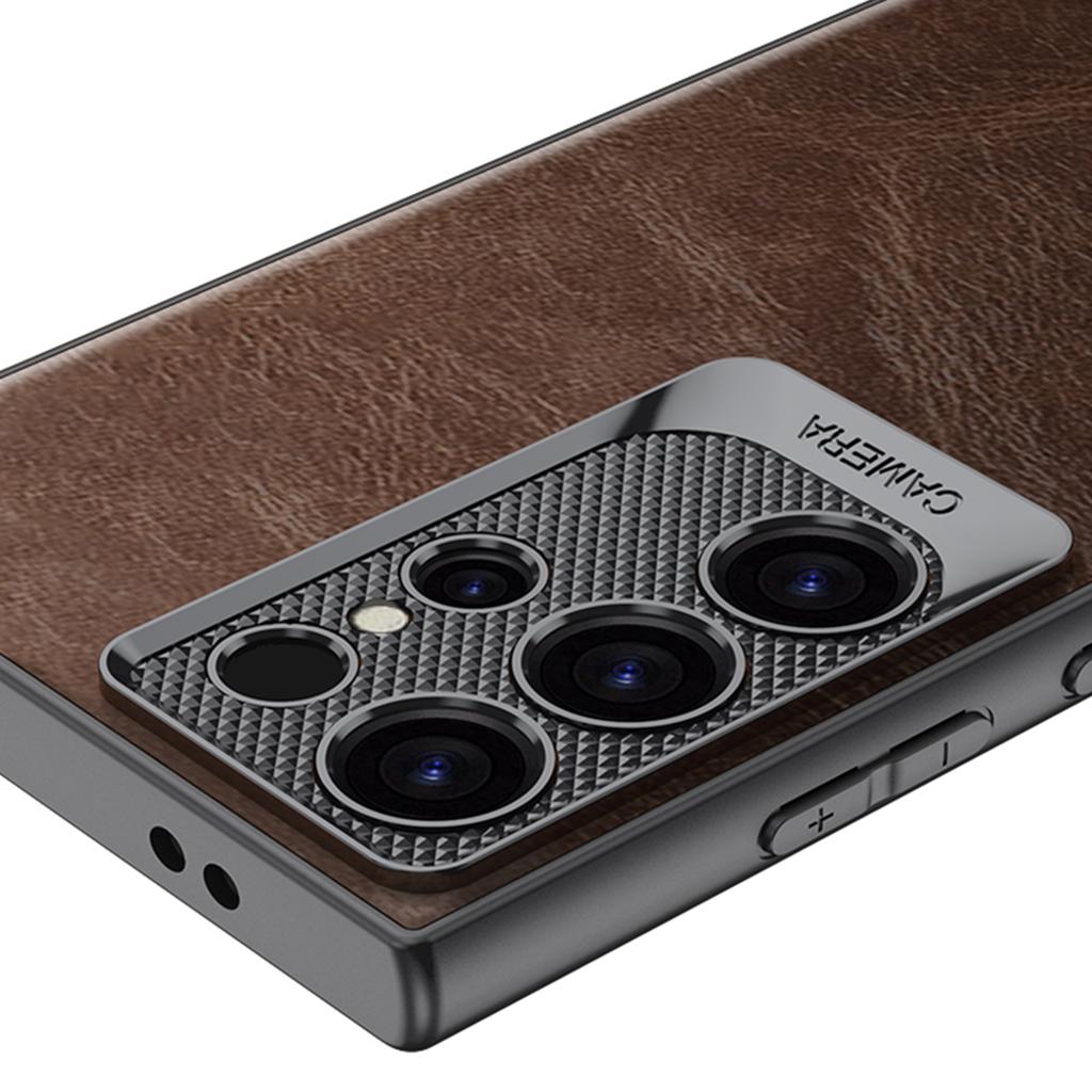 For Samsung Galaxy S24 Ultra Case Waxy PU+TPU+PC Phone Back Cover Dragon Scale Design