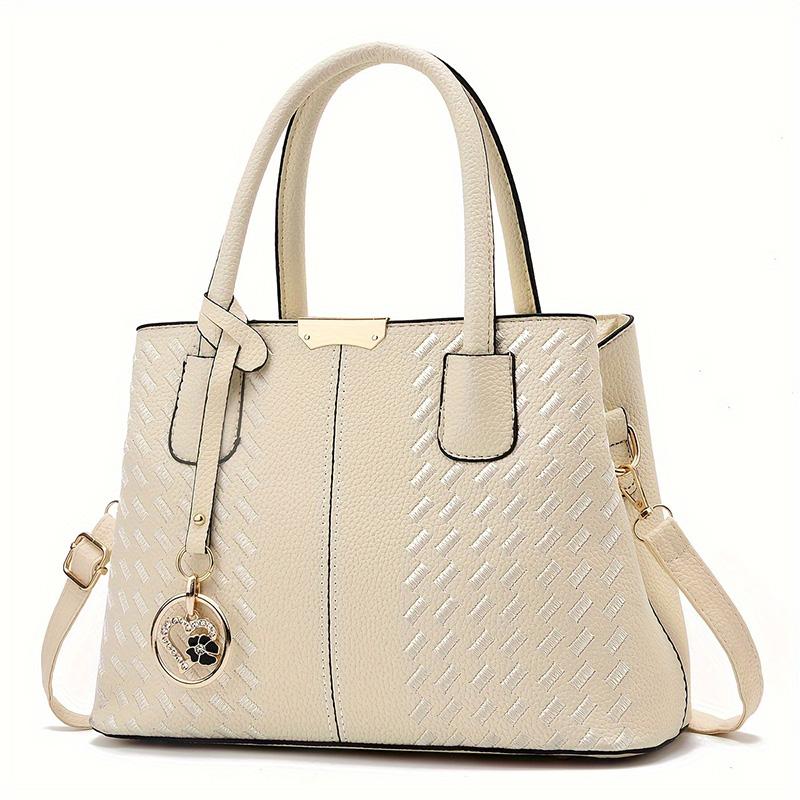 New European and American Foreign Trade Women's Bag Embroidery Lychee Pattern Fashion Handbag Shoulder Bag Oblique Span Bag
