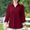 Summer Fashion  Polo-neck Solid Color Shirt Ladies Half Sleeve Loose Casual Top Women Elegant Blouse
