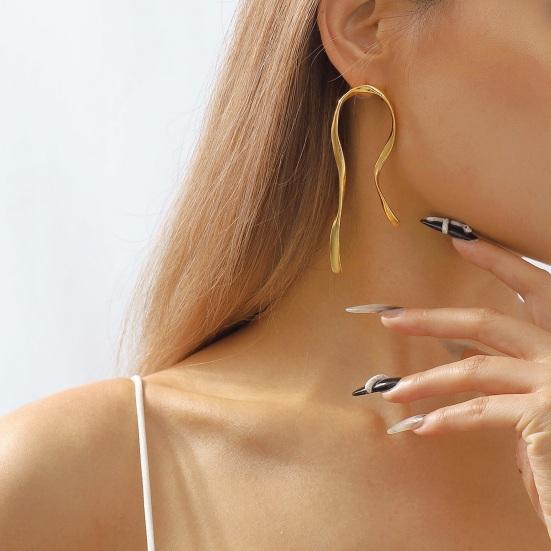 1 пара простых преувеличенных асимметричных металлических серег-гвоздиков, винтажные изогнутые серьги-капли, модные ювелирные аксессуары, подарок