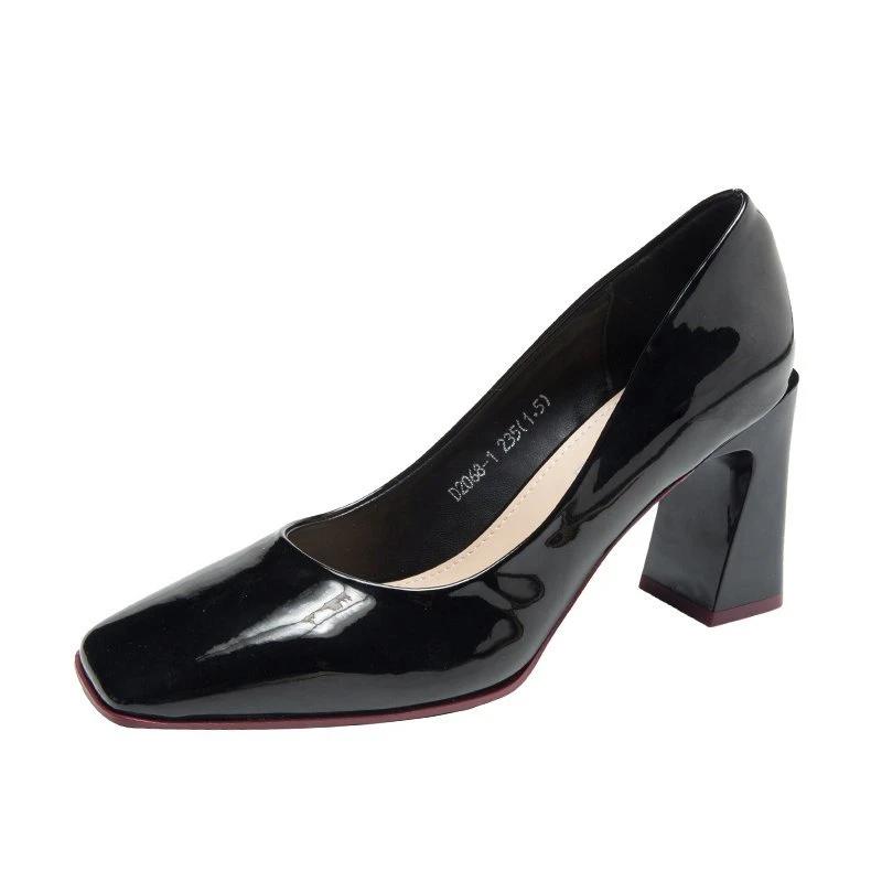 Модные повседневные и универсальные женские туфли с квадратным носком 2024 года, новые модные женские туфли-лодочки с неглубоким носком, элегантные и простые туфли на квадратном каблуке