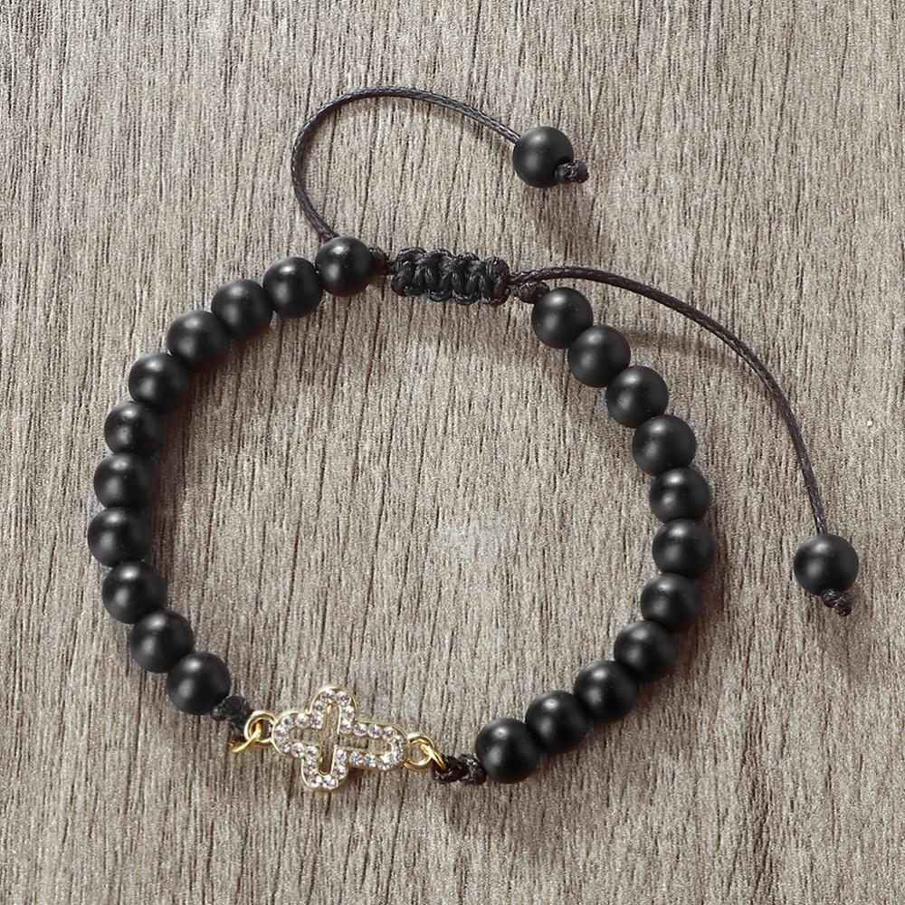 6mm Black Matte Bracelet Hollow Out Cross Pendant For Men And Women Catholic Christian Gothic Necklace Chain Unisex Jewelry Gift