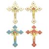 Metal Enamel Crystal Flower Crucifix Cross Spiritual Religious Jesus Catholic Blessing Faith Gifts Prayer Church Decor 2024 New