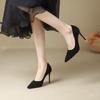 2024 Popular New Women's High Heel Black Stilettos In Suede, Perfect for Autumn and Winter Fashion.