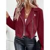 Autumn and Winter New European and American Suit Collar Fashion Zip-up Pink Jacket Long Sleeve Short Outerwear Deerskin Velvet Top 6 Colors
