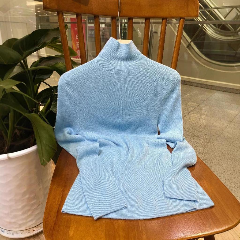 Ограниченный запас: Женский бесшовный свитер с высоким воротом из 100% чистой шерсти, плотность 48 нитей