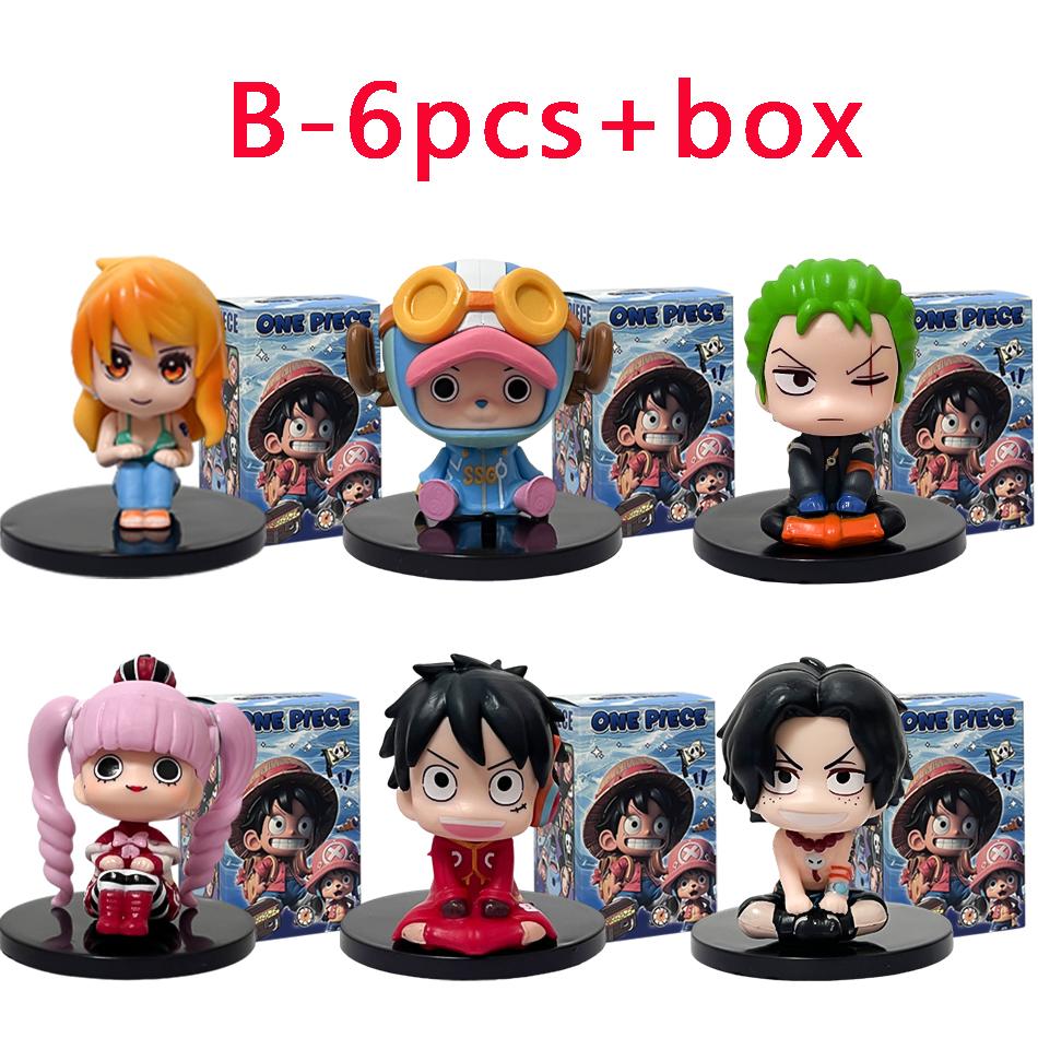Горячая 6-7 см Аниме One Piece 12 шт. Сидячая Поза Фигурка Действия Луффи Нами Модель из ПВХ Настольное Украшение Игрушка Праздничный Подарок