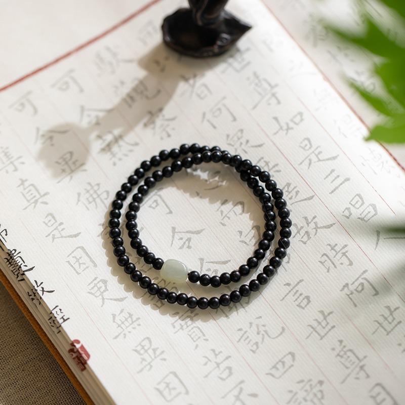 Original Old Material Green Sandalwood Buddha Bead Bracelet Female Forest Student Sandalwood Passion Seed Bracelet Couple Ethnic Style Male Female
