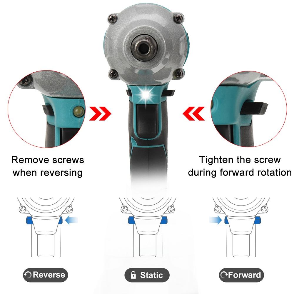 388VF 800 Нм Бесщеточный электрический ударный гайковерт 1/2 разъема Аккумуляторный ключ Отвертка Электроинструменты Перезаряжаемые для батареи 18 В