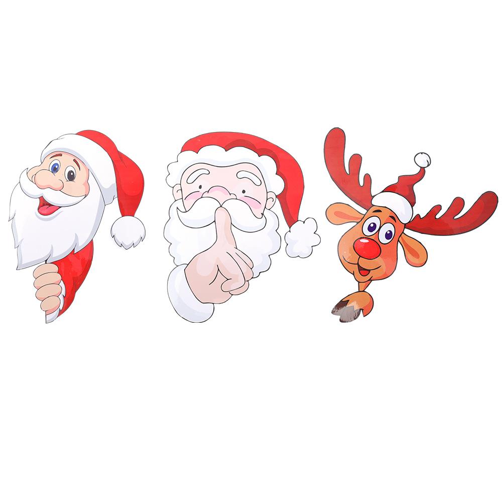 Рождественские наклейки на автомобиль, заднее стекло автомобиля, боковое стекло, бампер, мультяшный Санта-Клаус, лось, декоративная наклейка, рождественская самоклеящаяся наклейка
