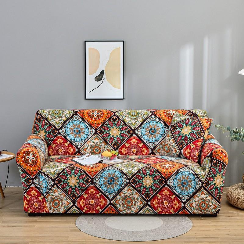 Printed Stretch Sofa Couch Cover For Living Room L Shaped Combination Chaise Sofa Slipcover Home Decor 1/2/3/4 Seats Removable