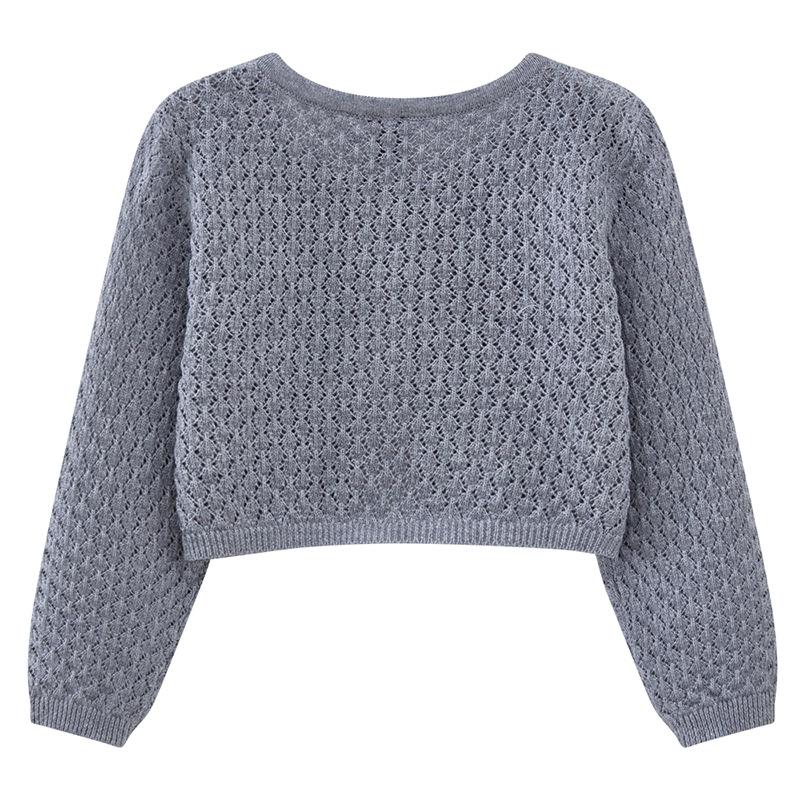 Пальто-шаль с круглым вырезом и прорезями на одной пуговице для малышей и детей ясельного возраста, тонкий стиль, вязаный кардиган для девочек