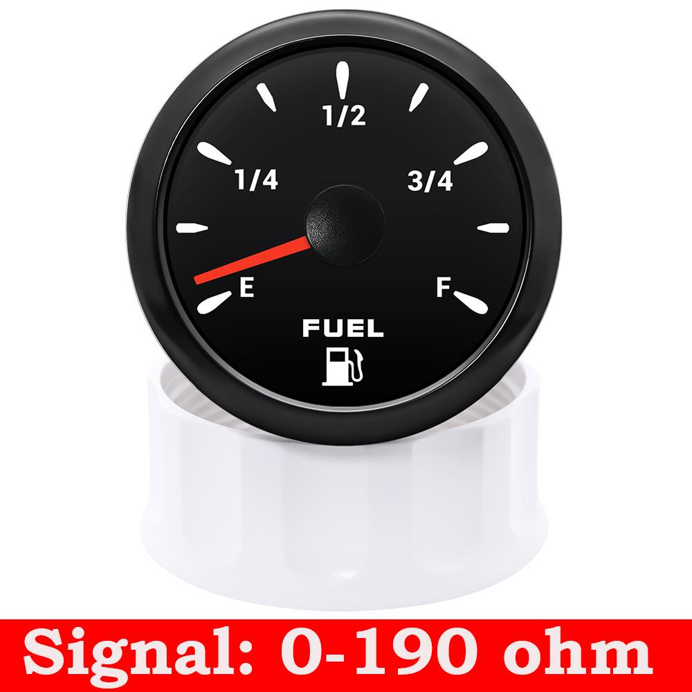 A Waterproof 2" 52mm Fuel Level Gauge 0-190ohm 240-33ohm 7 Colors LED Fuel Level Meter For Marine Boat Car Truck 9-32V Universal