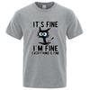 Funny Cool Cat Printed Tshirt High Quality Tshirt Print Cotton Casual Loose Short Sleeve Tshirt for All Reason Unisex