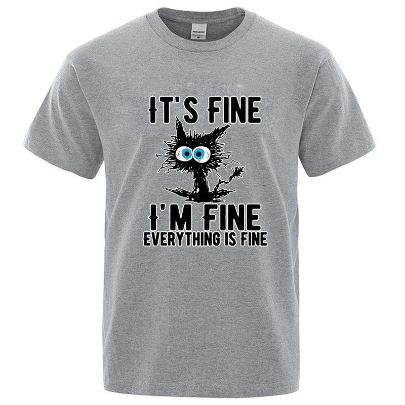 Funny Cool Cat Printed Tshirt High Quality Tshirt Print Cotton Casual Loose Short Sleeve Tshirt for All Reason Unisex