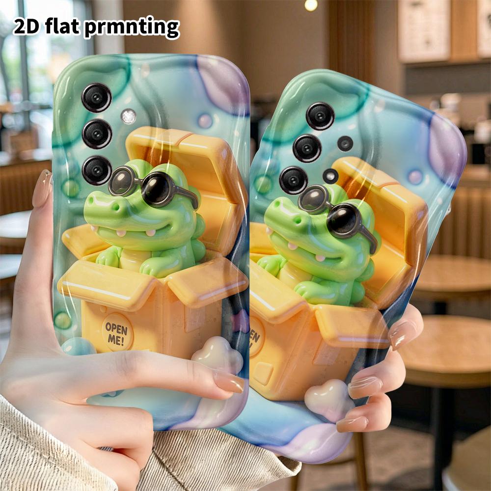 Phone Case: 2D flat design suitable for Samsung Galaxy A34 A35 M05 M06 S20 S22 S21 FE Plus 5G protective case, gift box with little crocodile, perfect