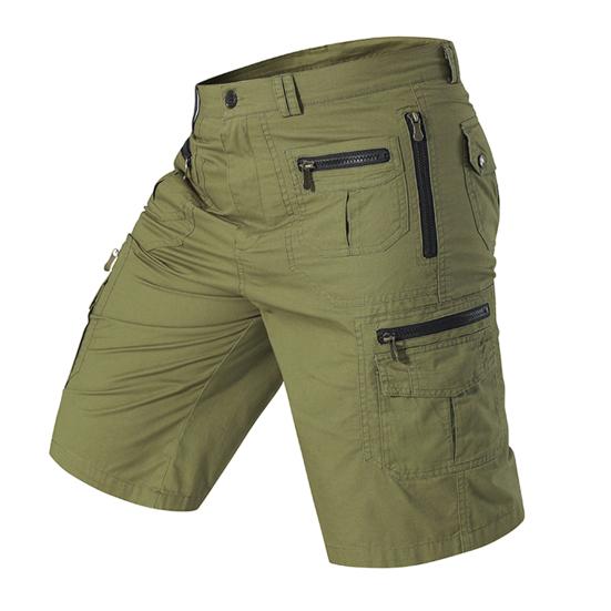 Men Cropped Pants with Multi-Pockets Design Mid-rise Button Zipper Fly Straight Leg