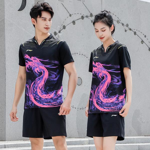 Li-Ning Ping Pong Series Quick-Dry Sports Round Neck T-Shirt Unisex Tops Black AAYR361-2