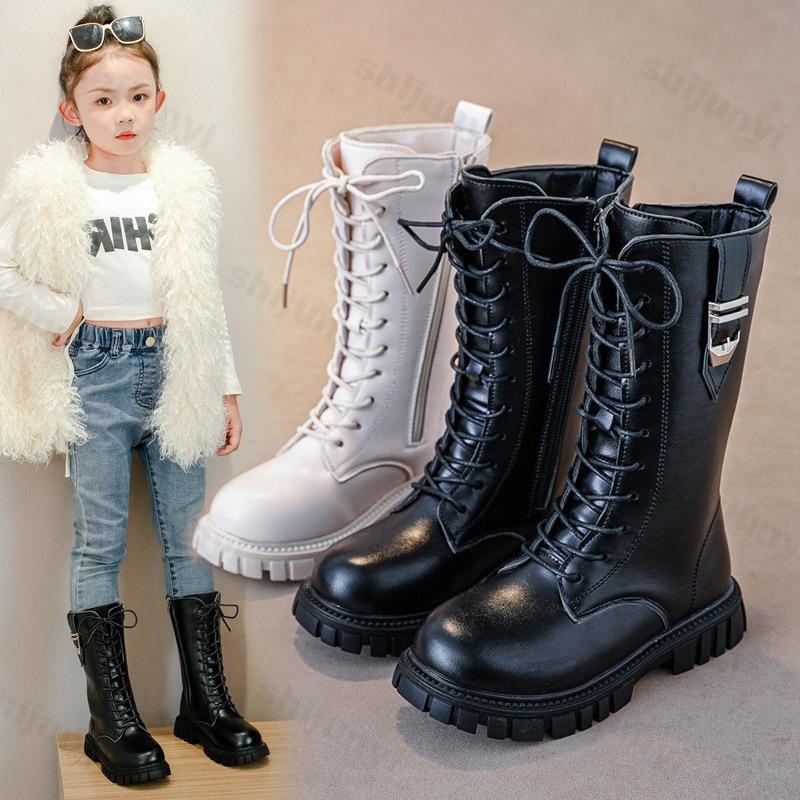 Children Knee Length Boots New 2025 Autumn British Girls Princess Boots Kids Zipper Comfortable Non Slip Buckle Long Boots