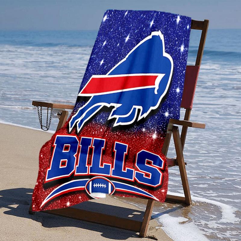 proof beach towel with Buffalo Bill LOGO pattern - soft,absorbent,quick-drying,machine washable - perfect for swimming,camping,bathing
