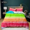 Rainbow Duvet Cover Set Girly Spiral Multicolor Bright Sequins Bedding Set for Kids Girls King Size Soft Microfiber Quilt Cover