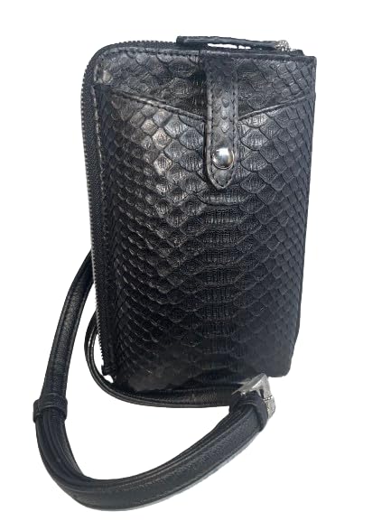 Smartphone Shoulder Pochette with Wallet Function Travel Pochette 3WAY Vertical Python Genuine Leather Snakeskin Snakeskin Snakeskin Smartphone