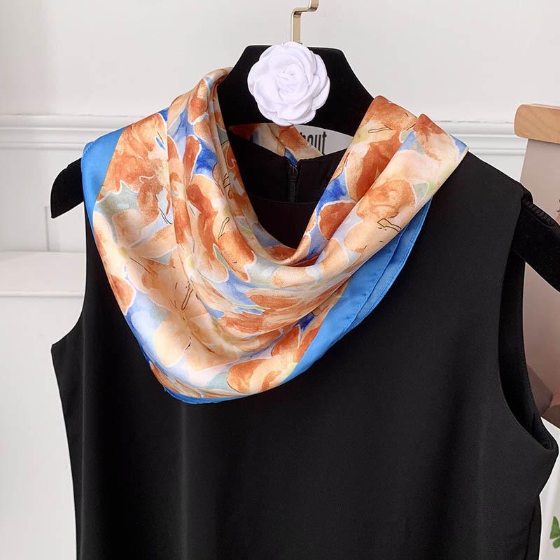 Retro 70*70 Square Scarf Colorful Silk Scarf Women Neck Scarf All-Match Shawl Trendy Headscarf Women'S Accessories Gifts