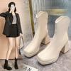 High Heels Short Boots Women Shoes 2024 New Autumn Winter Chunky Heels Waterproof Square Toe Plus Size Ankle Boots