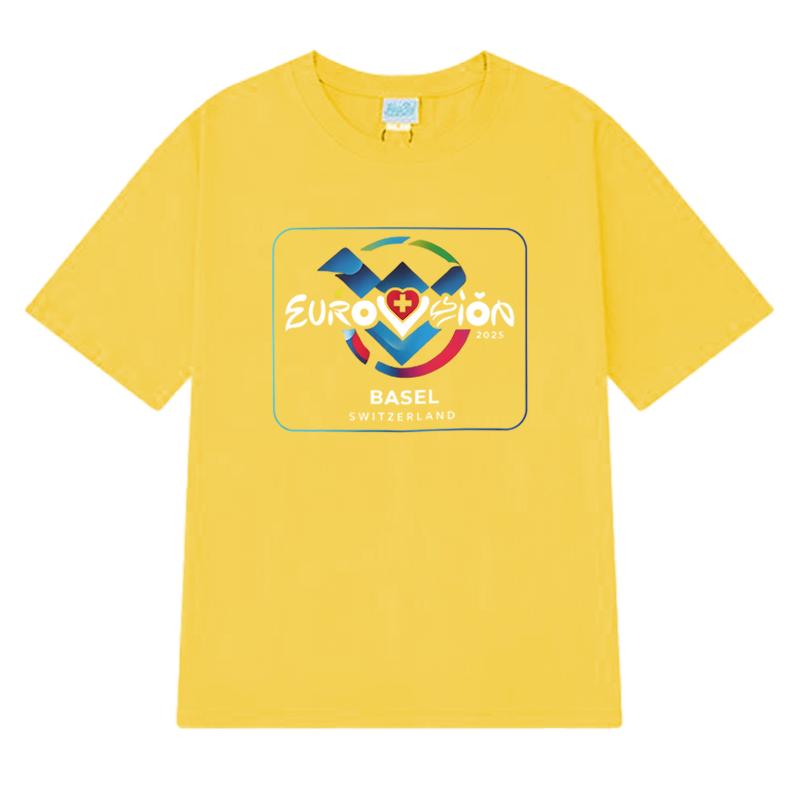 Eurovision Song 2025 Basel Switzerland short sleeve Tshirts Unisex Women Fashion Oversized clothing Unisex 100 Cotton T shirt Top