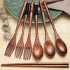 Wooden Children's Tableware Three-Piece Suit Wooden Spoon Nanmu Spoon Fork Chopsticks Student Portable Tableware Wrapping