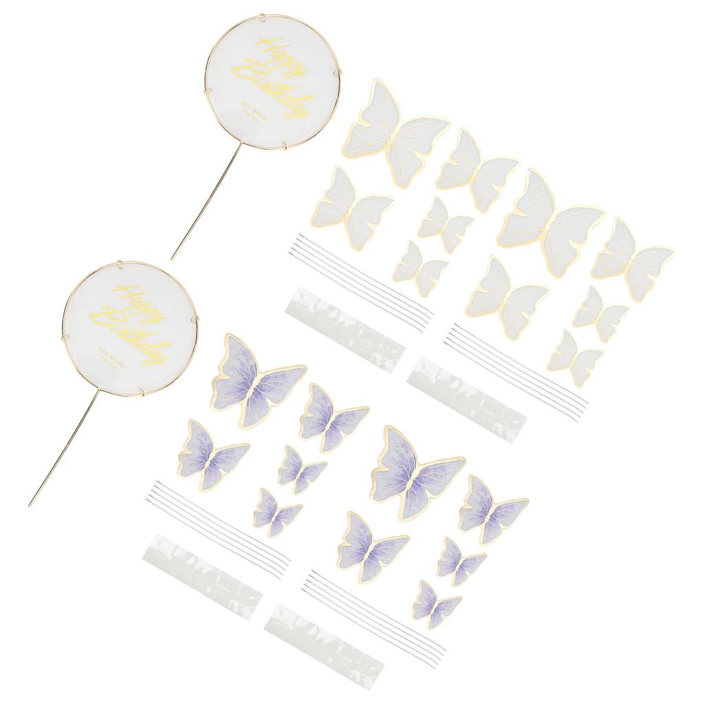 3 Sets Cake Insert 3D Color Cake Insert Card Cupcake Topper Birthday Wedding Par