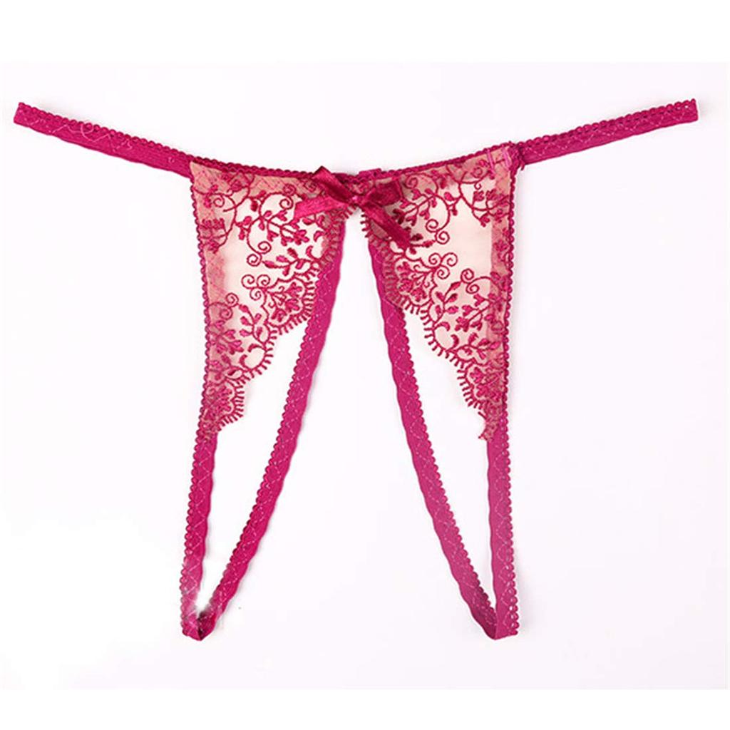 Embroidered Open Bust Open Crotch Garter Belt and Stockings Sexy Lingerie Set [ONE LADY] Women's Bra, T-Back, (Pink, M)