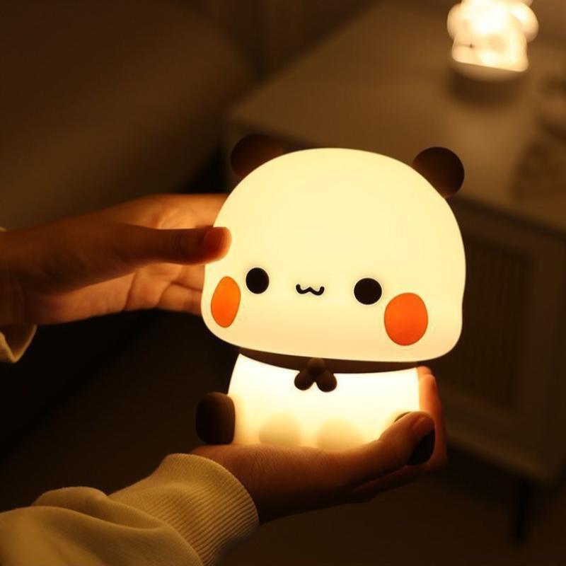 Bubu Yier Panda Cartoon Desktop Ornament Cute Silicone Glowing USB Rechargeable Bedroom Home Decoration Children's Birthday Gift