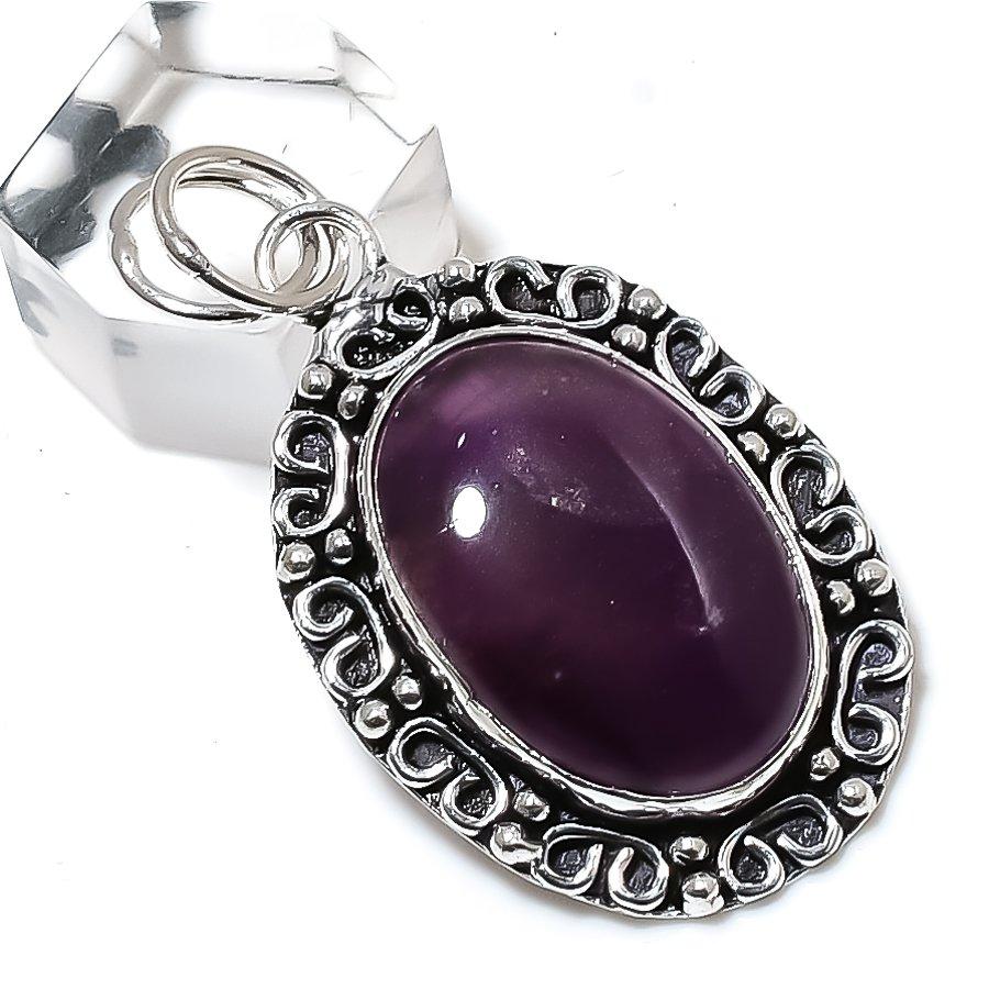 Подвеска из натурального шалфея и аметиста из стерлингового серебра 925 пробы 2,01 дюйма n6i09