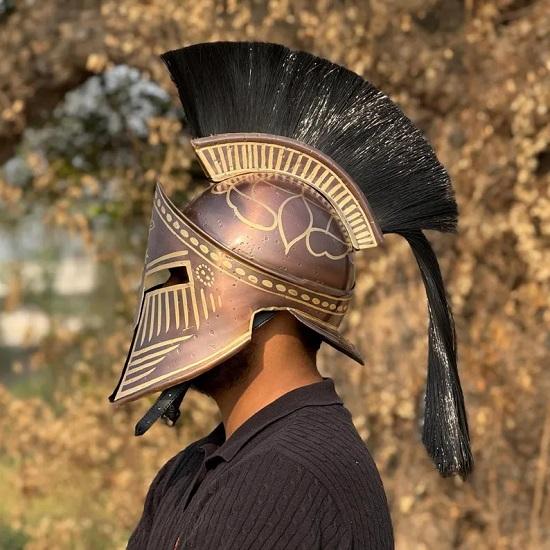 Tribal  Brown Medieval Era Warrior Helmet  king Leonidas Helmet King of Sparta Leonidas Brown Helmet Best Gift