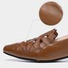 Khaki Soft Leather Cut-out Embroidered Single Shoes Women's Summer and Autumn Low Heel Pointed Shoes Breathable Versatile Sandals