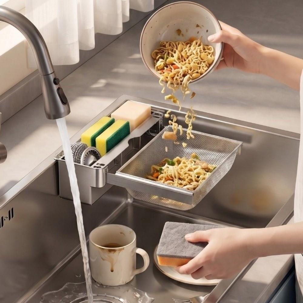 Carbon Steel Kitchen Sink Filter Rack Folding Sink Filter Basket for Food Residue