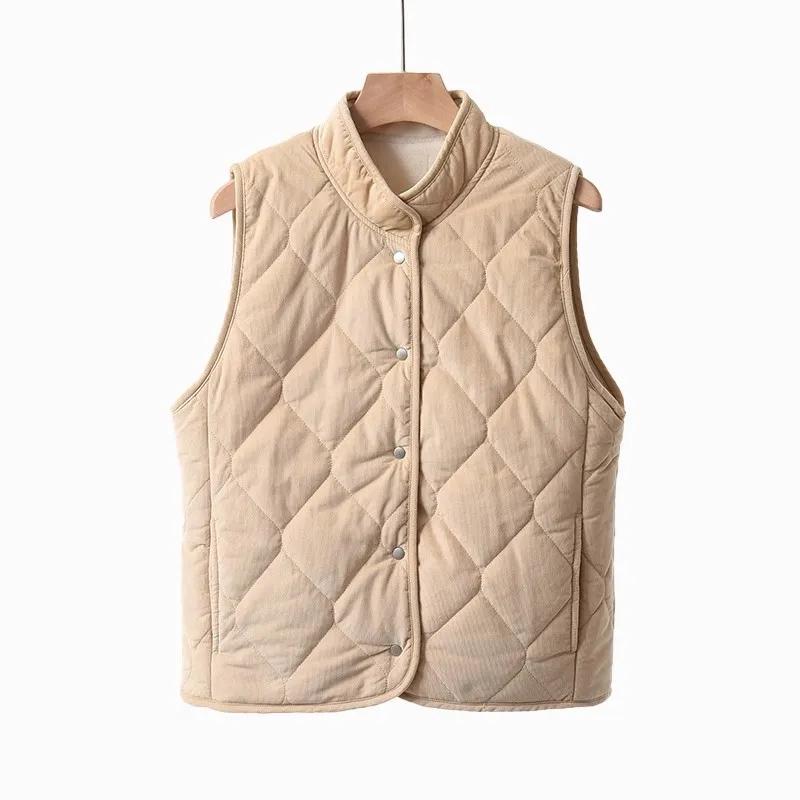 Vest for Women Cotton Autumn Winter Sleeveless Tops Padded Vest Oversize Thickened Down Casual V-neck Vest
