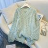 Women V Neck Knitted Pullovers Korean Long Sleeve Knitwear Winter Casual Jumpers
