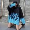 Streetwear Sweaters Female Hip-hop Style Flame Jacquard Pullovers Women's Sweater Couple Pullover Knit Tops Loose Men's Sweater