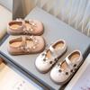 Little Girl Leather Shoes Chic Flower Kids Princess Causal Shoes Fashion Versatile Children's British Style Flat Shoes Round-toe