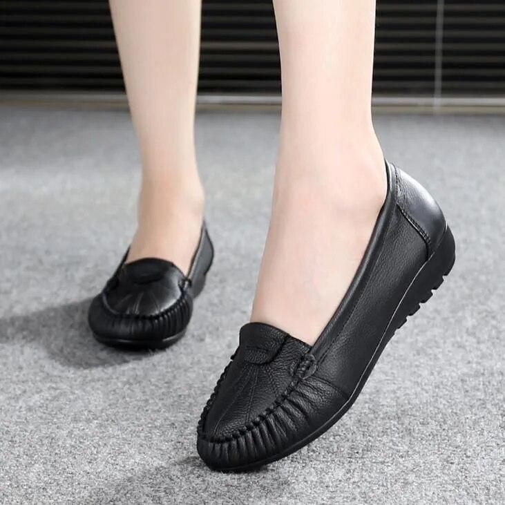 Туфли из 100% натуральной кожи, женские балетки, женская повседневная обувь из коровьей кожи, черный, синий, красный, желтый, большие размеры 42