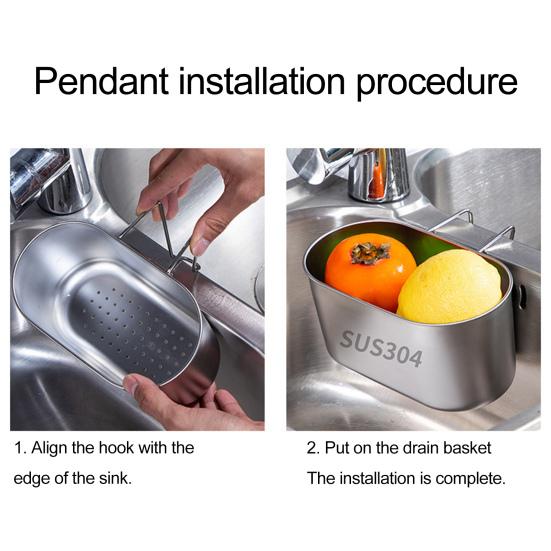 Stainless Steel Sink Drain Basket Rustproof Corrosion Resistant Efficient Filtering Kitchen Organizer Corner Sink Strainer