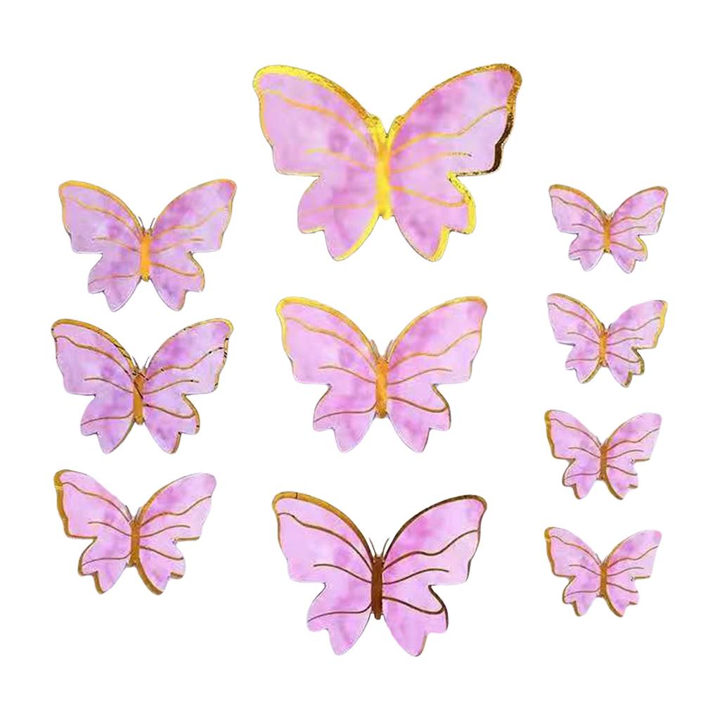 48Pcs Purple Butterfly Cake Decoration Colorful 3D Butterflies Cupcake Toppers For Birthday Wedding Butterfly Cake Decor Supply