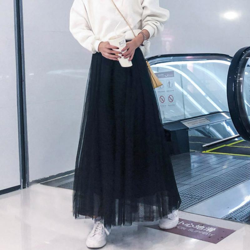 Эластичный пояс 3 слоя сетки длинные юбки из тюля элегантный винтажный бальное платье с высокой талией газовая юбка-пачка женская Faldas