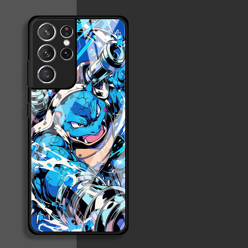Cute Pikachu Pokemon Glass Case for Samsung Galaxy S26 S25 Ultra S23+ S25+ S24 S22 S20 FE S23 Plus S24+ S21 Luxury Phone Cover